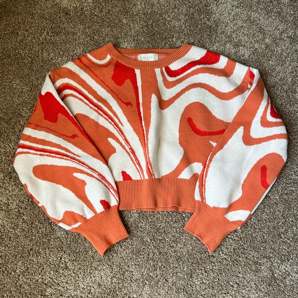 Altard State Orange and White Swirl Sweater